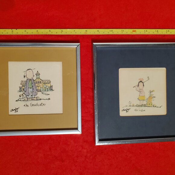 2 PC "William Eagan" The Golfer 1977 & The Graduate 1978" 2 Framed Wall Pictures - Picture 3 of 4